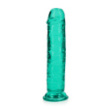 Dildo na przyssawce, 7.0, krystalicznie szmaragdowe, bez jąder, TPE Dildo na przyssawce, 7.0, krystalicznie szmaragdowe, bez jąder, TPE