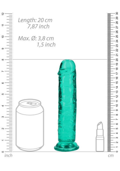 Dildo na przyssawce, 7.0, krystalicznie szmaragdowe, bez jąder, TPE Dildo na przyssawce, 7.0, krystalicznie szmaragdowe, bez jąder, TPE