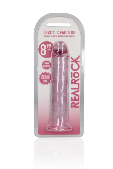 Dildo na przyssawce, 8.0, krystalicznie różowe, bez jąder, TPE Dildo na przyssawce, 8.0, krystalicznie różowe, bez jąder, TPE