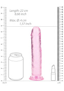 Dildo na przyssawce, 8.0, krystalicznie różowe, bez jąder, TPE Dildo na przyssawce, 8.0, krystalicznie różowe, bez jąder, TPE