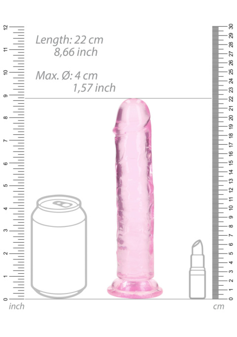 Dildo na przyssawce, 8.0, krystalicznie różowe, bez jąder, TPE Dildo na przyssawce, 8.0, krystalicznie różowe, bez jąder, TPE