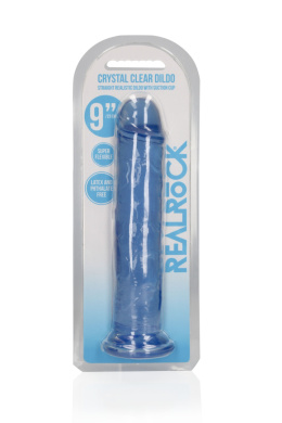 Dildo na przyssawce, 9.0, krystalicznie błękitne, bez jąder, TPE