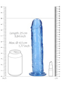 Dildo na przyssawce, 9.0, krystalicznie błękitne, bez jąder, TPE Dildo na przyssawce, 9.0, krystalicznie błękitne, bez jąder, TPE