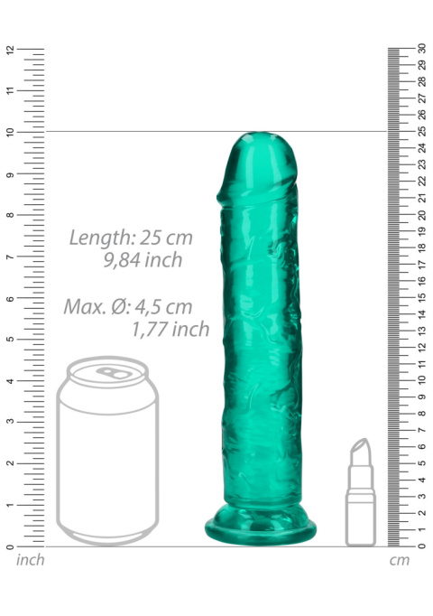 Dildo na przyssawce, 9.0, krystalicznie szmaragdowe, bez jąder, TPE Dildo na przyssawce, 9.0, krystalicznie szmaragdowe, bez jąder, TPE