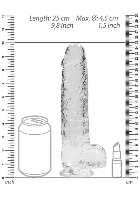 Dildo na przyssawce, 9.0, z jądrami, krystalicznie przejrzyste, TPE Dildo na przyssawce, 9.0, z jądrami, krystalicznie przejrzyste, TPE