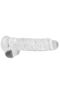 Dildo na przyssawce, 9.0, z jądrami, krystalicznie przejrzyste, TPE Dildo na przyssawce, 9.0, z jądrami, krystalicznie przejrzyste, TPE