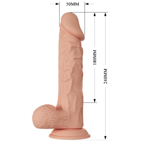 Dildo na przyssawce, Burag 9,4", wibrujące, pilot na kablu, TPE, duże Dildo na przyssawce, Burag 9,4", wibrujące, pilot na kablu, TPE, duże