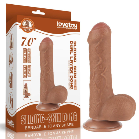 Dildo na przyssawce, bez wibracji, niezsunięty napletek, ruchoma skóra, TPE, Lovetoy Dildo na przyssawce, bez wibracji, niezsunięty napletek, ruchoma skóra, TPE, Lovetoy