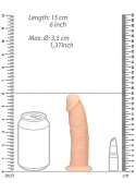 Dildo na przyssawce, silikon termoaktywny, czarny lub cielisty, Realrock 6", bez wibracji