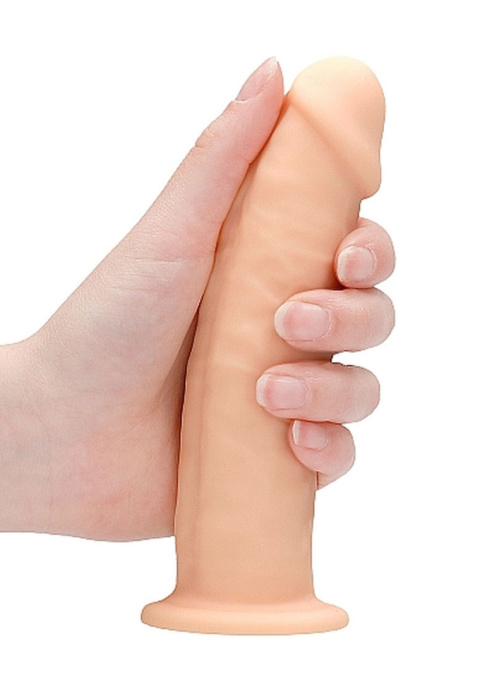 Dildo na przyssawce, silikon termoaktywny, czarny lub cielisty, Realrock 6", bez wibracji Dildo na przyssawce, silikon termoaktywny, czarny lub cielisty, Realrock 6", bez wibracji