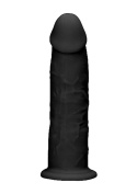 Dildo na przyssawce, silikon termoaktywny, czarny lub cielisty, Realrock 6", bez wibracji