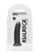 Dildo na przyssawce, silikon termoaktywny, czarny lub cielisty, Realrock 6", bez wibracji