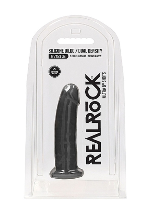 Dildo na przyssawce, silikon termoaktywny, czarny lub cielisty, Realrock 6", bez wibracji Dildo na przyssawce, silikon termoaktywny, czarny lub cielisty, Realrock 6", bez wibracji