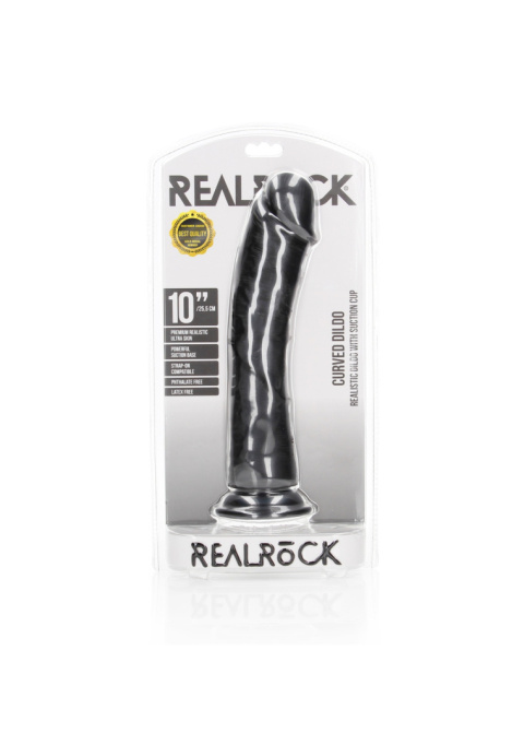 Dildo na przyssawce, wielkie, RealRock 10", zakrzywione, bez wibracji, PVC, bez jąder Dildo na przyssawce, wielkie, RealRock 10", zakrzywione, bez wibracji, PVC, bez jąder