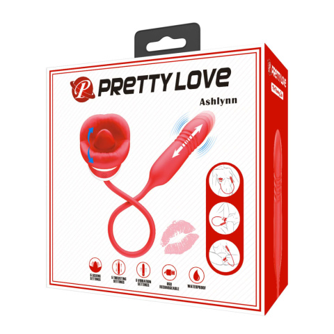 Masażer, stymulator dwustronny Ashlynn, usta z językiem i pulsator, Pretty Love Masażer, stymulator dwustronny Ashlynn, usta z językiem i pulsator, Pretty Love