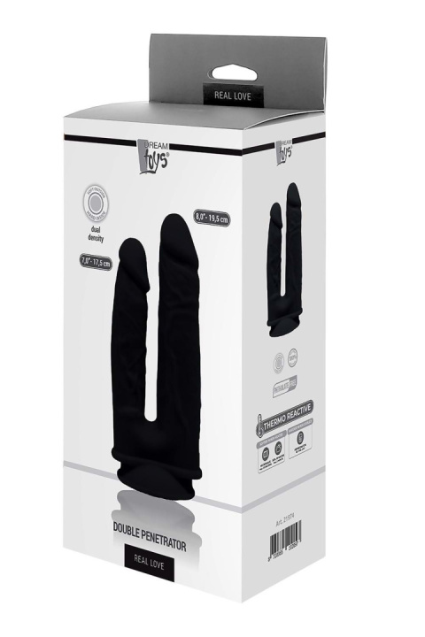Podwójne dildo na przyssawce, 2 penisy, silikon termoaktywny, bez wibracji, Dreamtoys Podwójne dildo na przyssawce, 2 penisy, silikon termoaktywny, bez wibracji, Dreamtoys