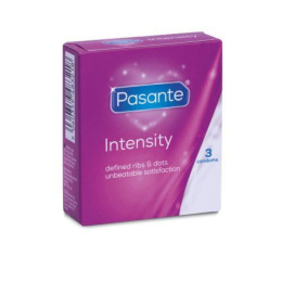 Prezerwatywy lateksowe Pasante Intensity- prążkowane, z wypustkami, 3 szt