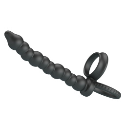 Strap-on do podwójnej penetracji, Dillion, dildo analne zakładane na penisa i jądra, silikon, bez wibracji