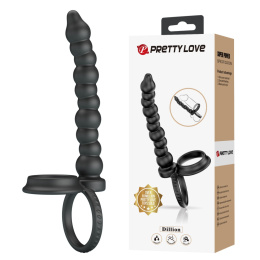 Strap-on do podwójnej penetracji, Dillion, dildo analne zakładane na penisa i jądra, silikon, bez wibracji