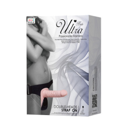Strap-on podwójny, wibrujący, Ultra Passionate Harness, do zakładania przez kobietę, cielisty