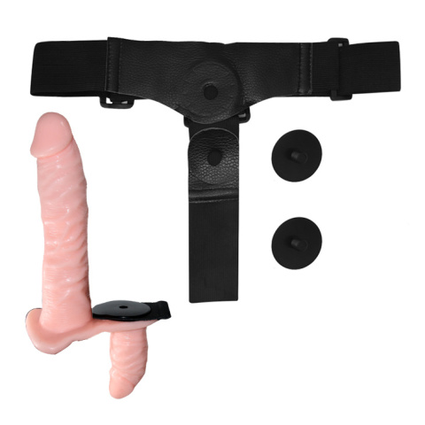 Strap-on podwójny, wibrujący, Ultra Passionate Harness, do zakładania przez kobietę, cielisty Strap-on podwójny, wibrujący, Ultra Passionate Harness, do zakładania przez kobietę, cielisty