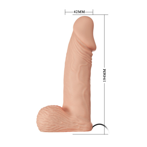 Strap-on z pełnym dildem i jądrami, wibracje, pilot na kablu, TPR, Ultra Passionate 7,6, Baile Strap-on z pełnym dildem i jądrami, wibracje, pilot na kablu, TPR, Ultra Passionate 7,6, Baile