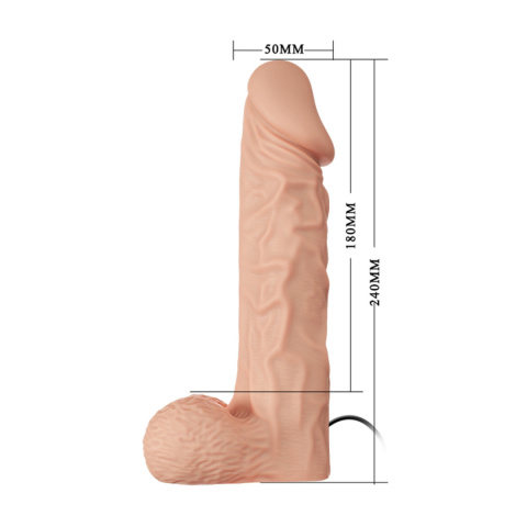 Strap-on z pełnym dildem i jądrami, wibracje, pilot na kablu, TPR, Ultra Passionate , 9,4", Baile Strap-on z pełnym dildem i jądrami, wibracje, pilot na kablu, TPR, Ultra Passionate , 9,4", Baile
