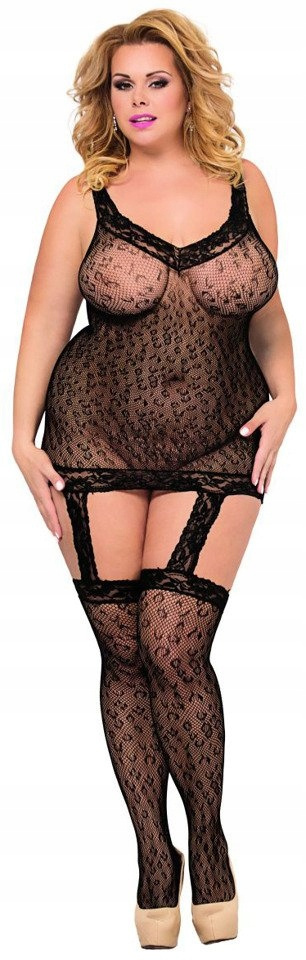 Sukienka z podwiązkami, plus size, elastyczna siatka, Softline Sukienka z podwiązkami, plus size, elastyczna siatka, Softline