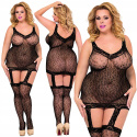 Sukienka z podwiązkami, plus size, elastyczna siatka, Softline