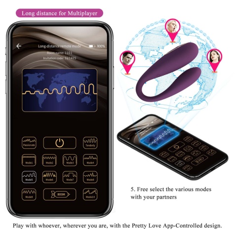Masażer, stymulator dla par, August, sterowany smartfonem (na aplikację), typ: podkówka, Pretty Love Masażer, stymulator dla par, August, sterowany smartfonem (na aplikację), typ: podkówka, Pretty Love