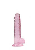 Dildo na przyssawce, 7.0 krystalicznie błękitne lub różowe, z jądrami, TPE Dildo na przyssawce, 7.0 krystalicznie błękitne lub różowe, z jądrami, TPE