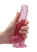 Dildo na przyssawce, 7.0 krystalicznie błękitne lub różowe, z jądrami, TPE Dildo na przyssawce, 7.0 krystalicznie błękitne lub różowe, z jądrami, TPE