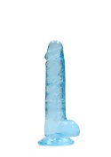 Dildo na przyssawce, 7.0 krystalicznie błękitne lub różowe, z jądrami, TPE Dildo na przyssawce, 7.0 krystalicznie błękitne lub różowe, z jądrami, TPE