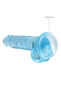 Dildo na przyssawce, 7.0 krystalicznie błękitne lub różowe, z jądrami, TPE Dildo na przyssawce, 7.0 krystalicznie błękitne lub różowe, z jądrami, TPE