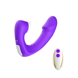 Masażer, stymulator dla kobiet, dwufunkcyjny: penetracja i stymulacja łechtaczki językiem, silikon, USB, pilot bezprzewodowy