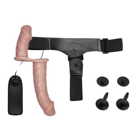 Strap-on podwójny, wibrujący, Ultra Passionate Harness Dual Baile, do zakładania przez kobietę, TPR Strap-on podwójny, wibrujący, Ultra Passionate Harness Dual Baile, do zakładania przez kobietę, TPR