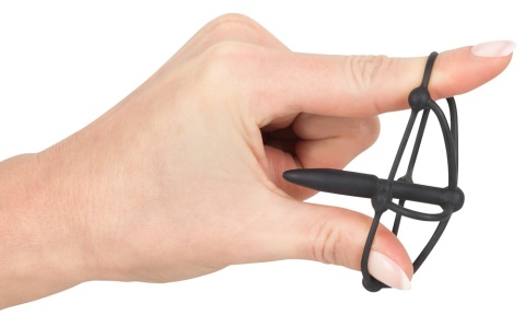Dilator silikonowy, zamknięty, z klatką na żołądź Dilator silikonowy, zamknięty, z klatką na żołądź