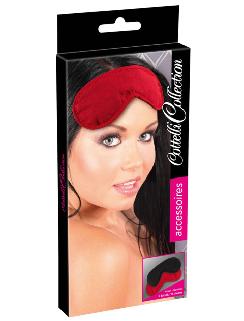 Maska na oczy, dwupak (2 szt. w opakowaniu), czerwona i czarna, bawełna, Cottelli Collection Maska na oczy, dwupak (2 szt. w opakowaniu), czerwona i czarna, bawełna, Cottelli Collection