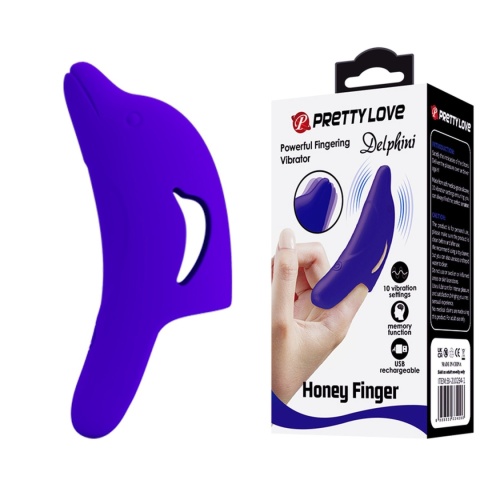 Nakładka na palec, wibrująca, Delphini, masażer punktu G lub prostaty, silikon, USB, Pretty Love
