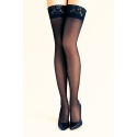 Pończochy samonośne Gabriella Classic gładkie, 15 den, czarne