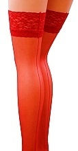 Pończochy samonośne Gabriella Linette, ze szwem z tyłu, gładkie, 15 den, czerwone