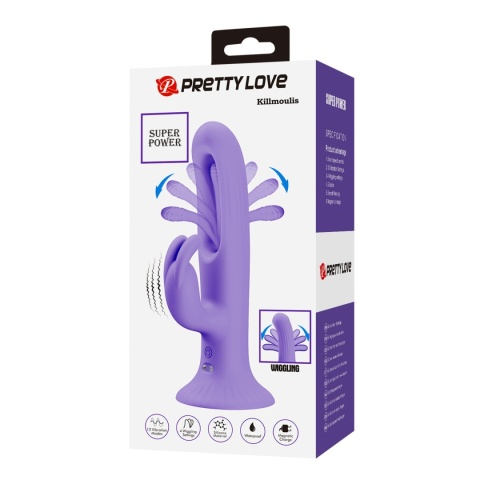 Wibrator na przyssawce, Killmoulis, z królikiem do stymulacji łechtaczki i pukaniem palca w punkt G, silikon, USB Wibrator na przyssawce, Killmoulis, z królikiem do stymulacji łechtaczki i pukaniem palca w punkt G, silikon, USB