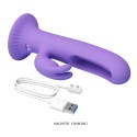 Wibrator na przyssawce, Killmoulis, z królikiem do stymulacji łechtaczki i pukaniem palca w punkt G, silikon, USB