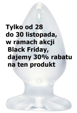 Korek analny krystalicznie przejrzysty XL, na podstawce, PVC, bez wibracji