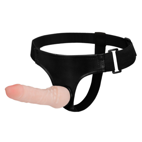 Strap-on na pasku Ultra Cyberskin Penis, noszony przez kobietę, cyberskóra, cielisty Strap-on na pasku Ultra Cyberskin Penis, noszony przez kobietę, cyberskóra, cielisty