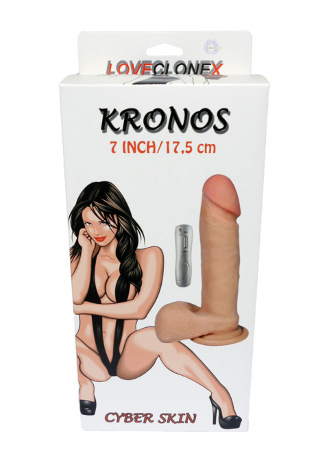 Wibrujące dildo na przyssawce (wibrator realistyczny) na baterie, z pilotem, cyberskóra, Boss of Toys, Kronos. Wibrujące dildo na przyssawce (wibrator realistyczny) na baterie, z pilotem, cyberskóra, Boss of Toys, Kronos.