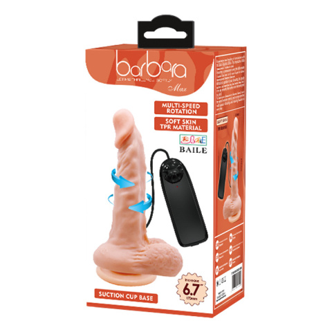 Wibrujące dildo na przyssawce (wibrator o ruchu rotacyjnym), sterowane pilotem na kablu, Max, Barbara 6,7 Wibrujące dildo na przyssawce (wibrator o ruchu rotacyjnym), sterowane pilotem na kablu, Max, Barbara 6,7