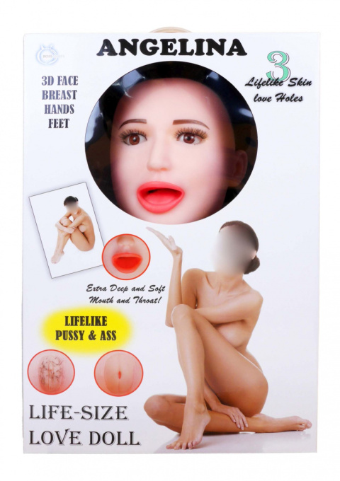 Lalka Angelina 3D naturalnej wielkości stojąca lalka pompowana z trzema otworami miłości, wibruje i wzdycha Lalka Angelina 3D naturalnej wielkości stojąca lalka pompowana z trzema otworami miłości, wibruje i wzdycha