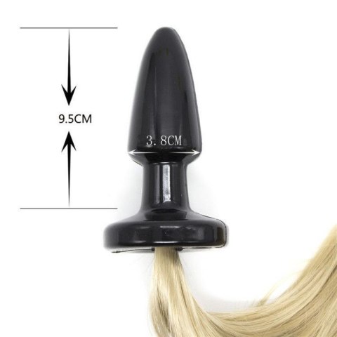 Korek analny (wtyczka, zatyczka analna) z ogonem, blond kucyk, PVC, poliamid, T4L Korek analny (wtyczka, zatyczka analna) z ogonem, blond kucyk, PVC, poliamid, T4L