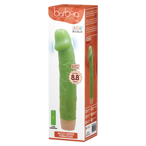Dildo z wibracjami (realistyczny wibrator) Barbara 8,8 zielony, baterie, TPE Dildo z wibracjami (realistyczny wibrator) Barbara 8,8 zielony, baterie, TPE